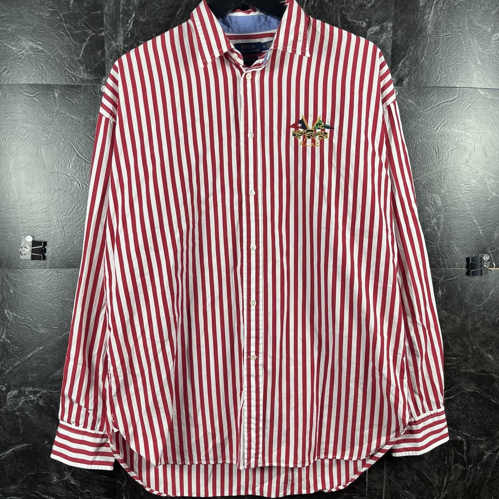 Polo Ralph Lauren Men's Striped Boyfriend Fit Flag Button Shirt Size 14 (XL)